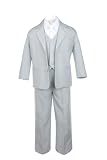 Unotux 6pc Boy Gray Vest Set Suits with Satin White Necktie Outfits Baby to Teen (S:(0-6 months))