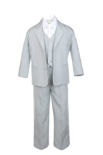 Unotux 6Pc Boy Gray Vest Set Suits With Satin White Necktie Outfits Baby To Teen (S:(0-6 Months)) #TOP8