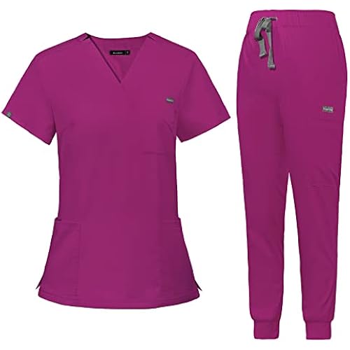 VIAOLI Scrubs for Women Set Scrub Top &Jogger Pant Workwear Clinical Modern Athletic Suit Medical Uniforms