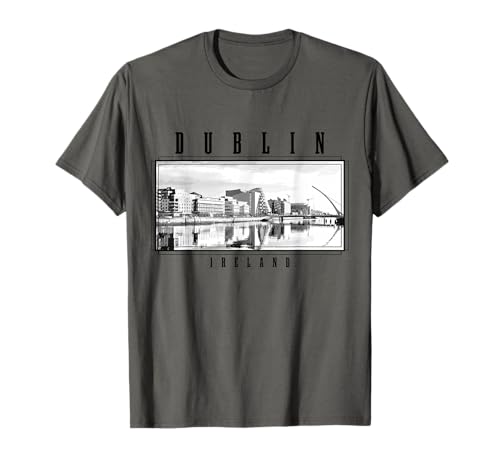 Dublin Ireland Vintage Skyline Black White Vintage Dublin T-Shirt