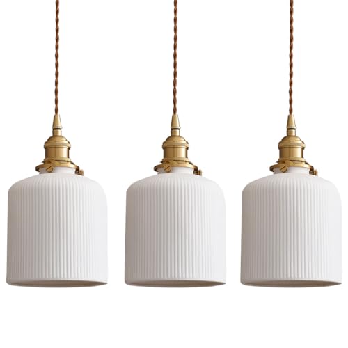 Aeyee Ceramic Pendant Light Fixture Set of 3, Dome Hanging