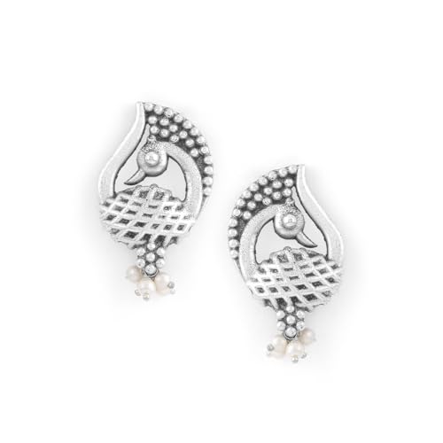 Image of Rubans Oxidised Drop Earrings Stylish Trendy Jewellery Gift for Women & Girls