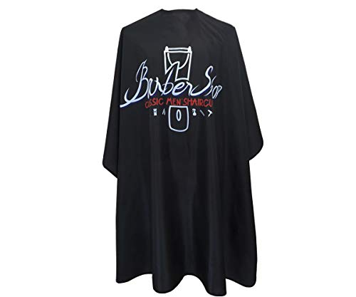 Beauty Design Barber Capes for Men, Hair Cutting Cape with Metal Snap Closure, 100% Polyester Salon Cape, Waterproof & Light Weight & Machine Washable- 63" 56" (Barber Shop Pattern)