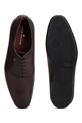 Image of Louis Philippe Men Premium Leather Breathable Lining Material Anti Slip Flat Heel TPR Sole Formal Oxford Shoes