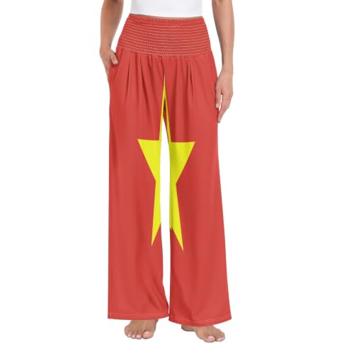 Pantalon Palazzos Large Femme avec Poches Motif Vietnam
