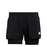 adidas laufhose damen 3/4 Elastischer Bund adidas Damen Pacer 3s 2 in 1 Shorts, Schwarz/Weiß, M EU