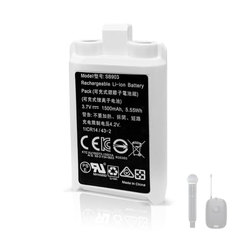 PWRTank Replacement Battery for SB903,SBC903,SBC10-903, Compitable with Shure SLXD1 SLXD2 Digital Model SLX-D Series Wireless Transmitters