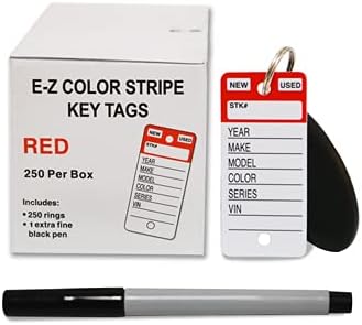EZ Color Stripe Key Tags CAR DEALERSHIP AUTO Dealer Supplies Vinyl Water Proof Sales Make Model Year VIN # (Green)