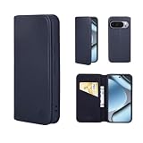 32nd Klassische Serie 2.0 - Lederhülle Hülle Cover für Google Pixel 10 / Pixel 10 Pro, Echtleder Hülle Mit RFID-Blockierung Kartensteckplatz, Magnetverschluss & Standfuß - Schwarz
