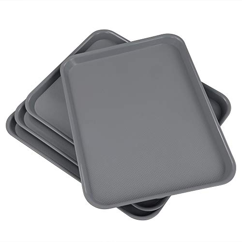 Begale Plastic Fast Food Serving Tray, Kitchen Dinner Tray, Set of 4, Grey