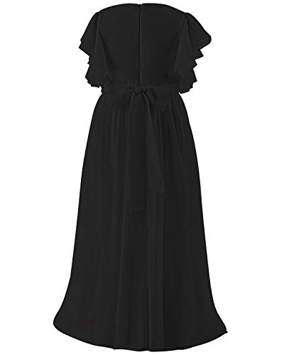 Abaowedding Fancy Chiffon Flower Girl Dresses Flutter Sleeves Junior Bridesmaid Dress(Size 10,Black) #TOP3
