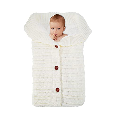 Newborn Baby Swaddle Blanket Plus Velvet, Toddler Thick Knit Soft Warm Blanket Swaddle Sleeping Bag Stroller Sack