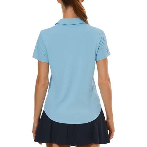 HODOSPORTS Camisa polo feminina de golfe manga curta gola V gola V secagem rápida FPS 50+ slim fit t