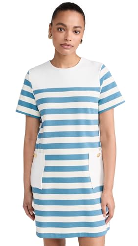 English Factory Striped Dress with Patch Pockets,...