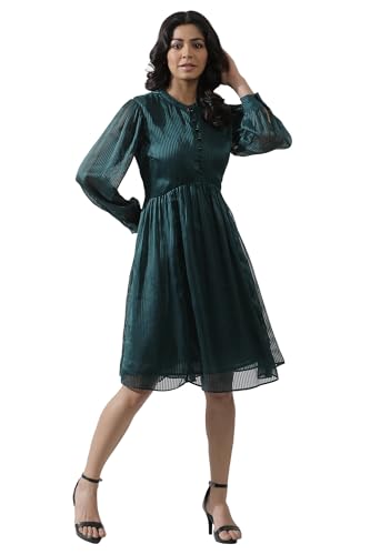Robe droite en mousseline légère pour vos soirées d'été rayée vert