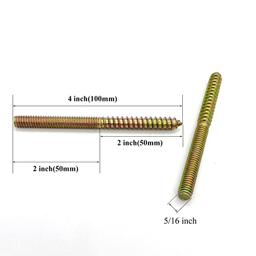 Image of 8 Pack 5 /16-18 x 4 Inch Hanger Bolts 5 /16-18 inch Double Headed Bolts 5 /16 Wood Dowel Screw Self-Tapping Screw Hanger Bolts for Furniture Screws Double Screw Threaded Rods Bolt 100mm Length