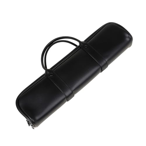 Paquet à flûte en cuir noir avec poignée GARVALON : étui de rangement et sac de transport rigide