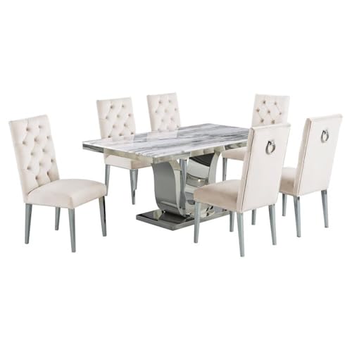 Best Quality Furniture D14-6SC72 Dining Set, Beige