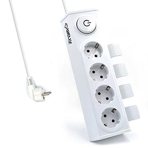 Welly EnjoyIT WY13160 - Regleta de alimentación 4 posiciones Schuko 16A con sistema de"encendido/apagado fácil" e interruptor de encendido/apagado Cover