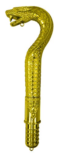 Nicky Bigs Novelties Snake Staff Gold Black 49 in Voodoo Cobra Snakes Cane Anibus Egyptian Ankh Pharaoh Staffs Wizard Witch Scepter Wand Halloween Cosplay Costume Accessory Adjustable Size for Adults