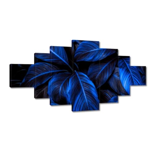 Peinture imprimée sur toile feuilles bleues décoration murale salon 200x100