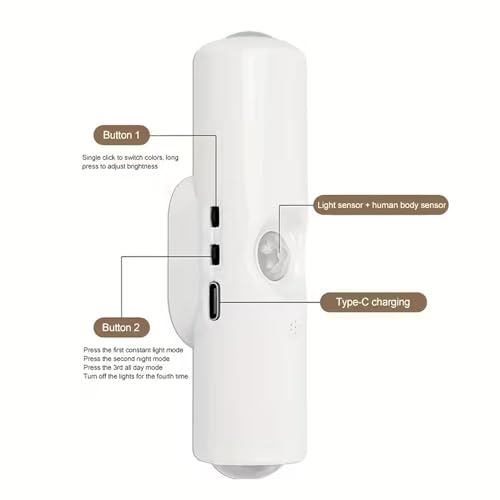Image of GITGRNTH RGB LED Indoor Wall Light with Motion Sensor & Color Changing (Rechargeable) | Modern Up /Down 2 Way Wall Lamp with Automatic RGB Color Cycling Perfect for Living Room, Wardrobe