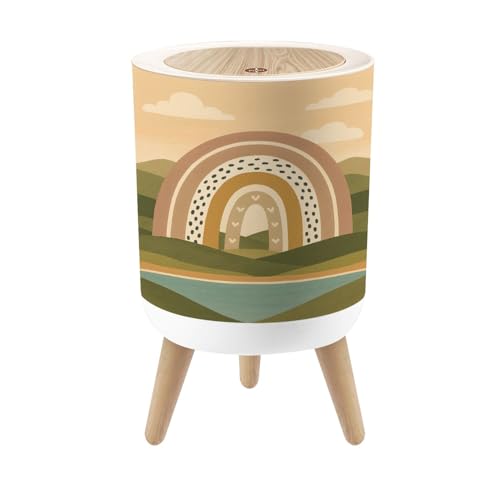 JBNJANKDAV Small Trash Can with Lid Nursery Print for Playroom Kids Baby Bedrooms Round Press Top Garbage Can with Legs Trash Bin Waste Basket for Kitchen Bedroom Bathroom 7L/1.8 Gallon