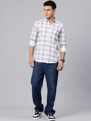 Image of Majestic Man Comfort Slim Fit Pure Cotton Checked Casual Shirt