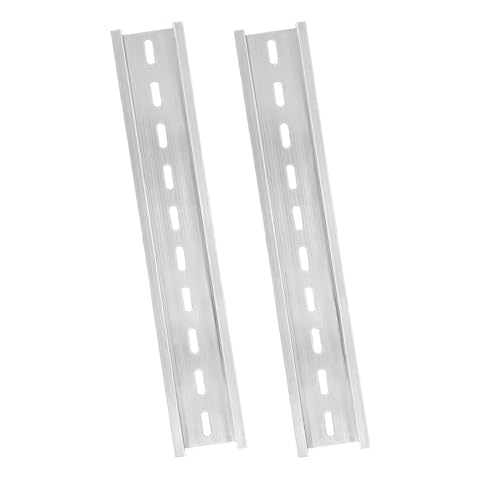 YOLCAR Silver Aluminum Rails, 2 Pack, 200mm Long x 35mm Wide x 7.5mm High, Perfect for Manufacturing Units and Control Panels in Telecommunications and Automation Industries Cover