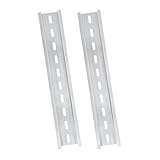 YOLCAR Silver Aluminum Rails, 2 Pack, 200mm Long x 35mm Wide x 7.5mm High, Perfect for Manufacturing Units and Control Panels in Telecommunications and Automation Industries
