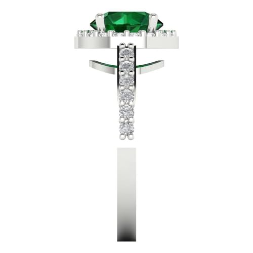 1.86 ctw Round Cut Solid Gold Engagement Ring for Women - 14K White Gold - Simulated Emerald Wedding Promise Ring for Her3