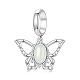 Abalorio de plata de ley 925 con diseño de mariposa y jade para pulsera Pandora, regalo para mujeres y niñas