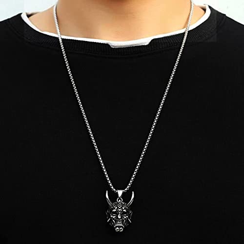 LIANXIAOXAO - Nhlzj Hannya máscara colar jóias jóias homens góticos jóias de aço inoxidável prata pr
