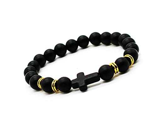 Croix en pierre homme 8mm idéale pour le style casual et quotidien masculin