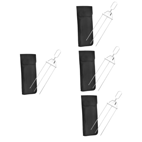 GALPADA 4 Sets Big Steel Bbq Fork Outdoor Barbecue Skewers Stainless Steel Meat Grilled Fork Set Ergonomic Handle Design