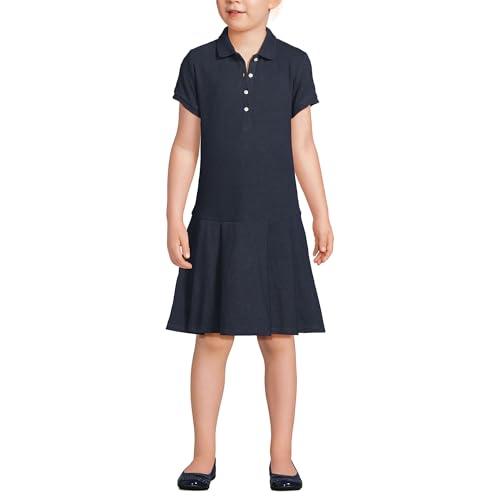 Lands' End School Uniform Girls Short Sleeve Mesh Pleated Polo Dress