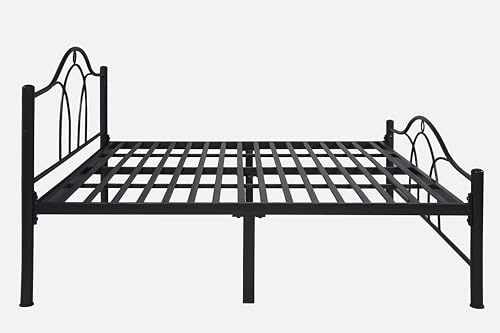 Image of Alto Metal King Size Bed Without Storage | Wrought Iron Double Bed with Headboard & Footboard | Sturdy Powder Coated Platform Bed King Size Cot for BedroomLivingRoom Black (75x72)