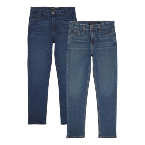 La Mejor Lista de Jeans Mezclilla que puedes comprar esta semana. 42 Holstone Pack 2 Jeans para Hombre Slim Fit de Mezclilla | Corte Moderno, Stretch Cómodo, 5 Bolsillos, Casual y Elegante. (MX/US, Numérica, 36, Regular, Regular, Austin - Marcus)