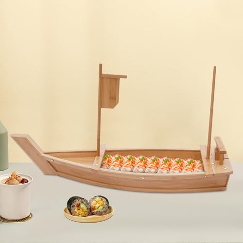 Bandeja de Sushi de Madera en Forma de Barco Grande miniatura 4