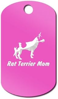 Rat Terrier Mom Engraved Keychain/GI Tag Mister Petlife v2 rattie Hot Pink