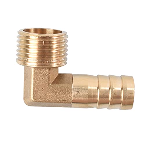 Raccordo a gomito in ottone Tubo flessibile con punta da 14 mm a valvola maschio da 1/2 BSP Tubo connettore a 90 gradi Adattatore per acqua, gas e aria Riduttore Tubo con