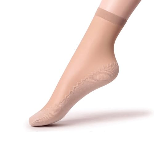Image of Women's 20 Pairs Silky Anti-Slip Cotton Sole Sheer Ankle High Socks