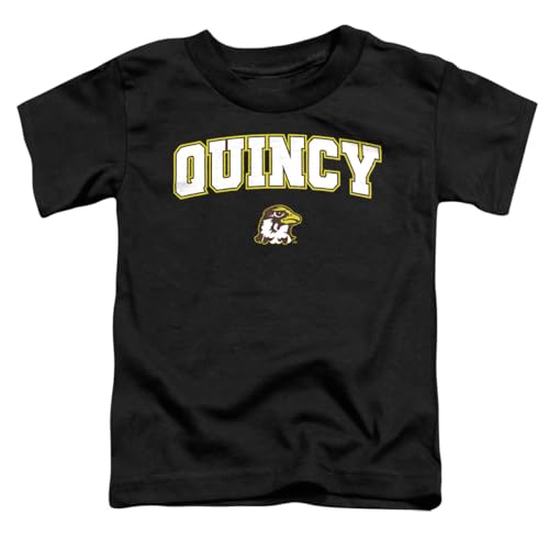 LOGOVISION Quincy University Arch Logo Black Kids T Shirt (3) for Toddler Boys and Girls, Black