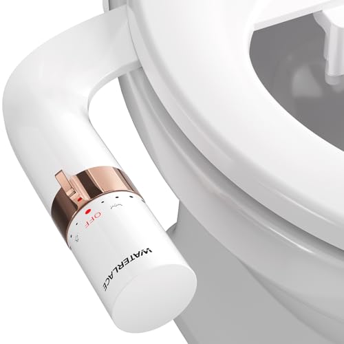 Bidet Attachment for Toilet, Dual Nozzle Bidet Toilet Seat, Non-Electric Ultra-Thin Bidets for Existing Toilets, Rear/Feminine Wash with Adjustable Water Pressure (Rose Gold)
