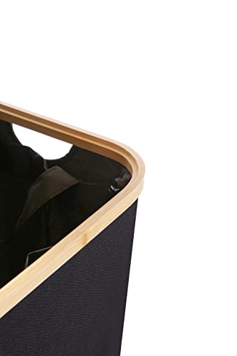 Black Hampers For Laundry, 100L Foldable Laundry Basket Bamboo, Clothes Hamper With Clear Window Visible, Removeable Laundry Bags For Bathroom Bedroom Home, Toy Organizer #TOP6