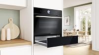 Bosch BIC7101B1, Serie 8 Wärmeschublade, 60 cm breit, 14 cm hoch, Schwarz, Warmhalten von Geschirr und Speisen, Temperatur-Stufen 30-80 °C, Sanft Garen, Platz für 64 Espresso-Tassen oder 12 Teller – Ansicht 6