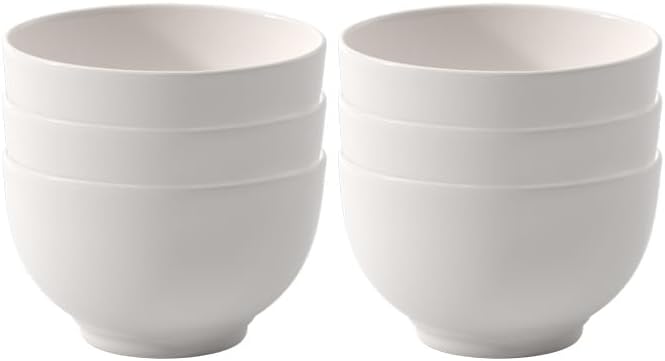 vivo Basic White Bowl Set 6 Pieces 750 ml White, Dishwasher Safe, Microwave Safe, Bowls for Cereals, Salad or Soup, Snack Bowls, Food Bowls, Premium Porcelain