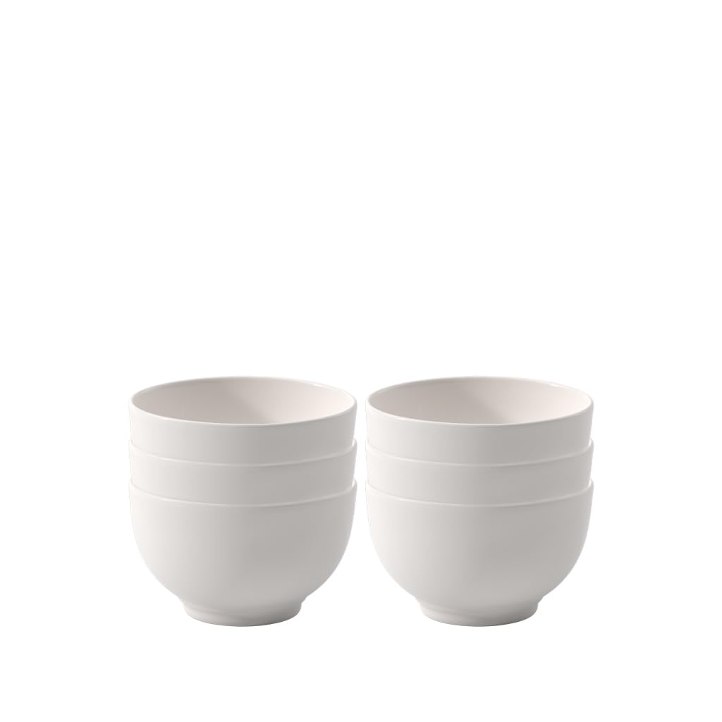 vivo by Villeroy & Boch Group Basic White Boles, Set de 6 piezas OVALADAS, Porcelana Premium, Blanco