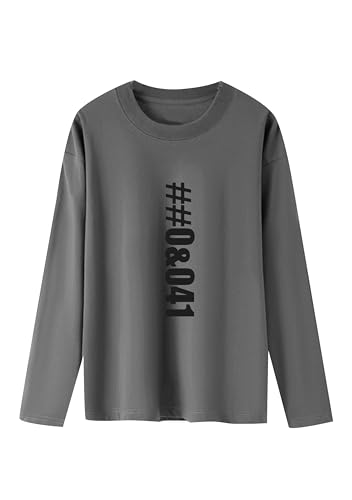 Image of YMING Lady Crewneck Cozy Solid Long Sleeve Elegant Vintage Sweatshirt Casual Work Pullover Loose Fit Grey XS