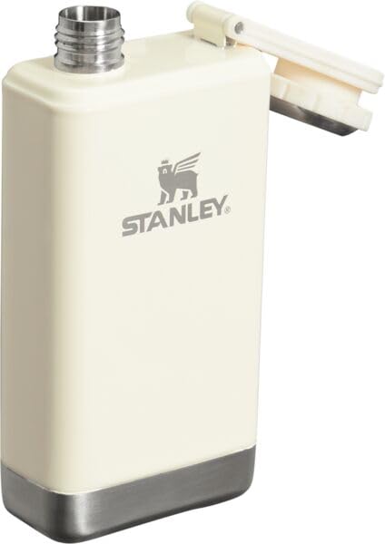 Image of Stanley Adventure Pre-Party Flask 5 oz | Leakproof Hip Flask | Hinge Connected Never Lose Cap | Insulated Stainless Steel Liquor Container | BPA-Free | Cream Gloss